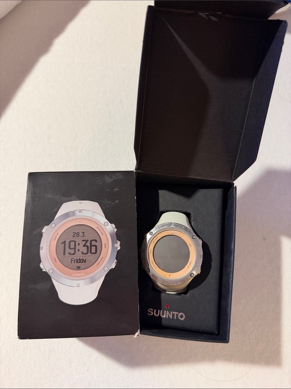 Suunto Rose Gold Bezel Smartwatch with White Band